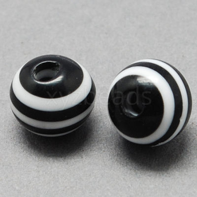Round Striped Resin Beads RESI-R158-20mm-11-1
