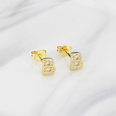 Brass Clear Cubic Zirconia Stud Earrings WGC2A80-02-1