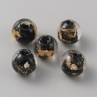 Handmade Gold Sand Lampwork Beads LAMP-WH0011-03B-02-1