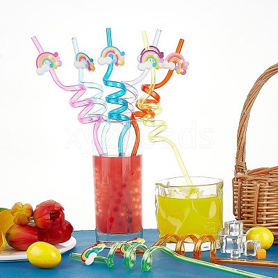 Wholesale Gorgecraft 8Pcs 8 Colors PET Spiral Drinking Straws 