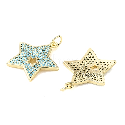 Brass Micro Pave Sky Blue Cubic Zirconia Pendants CU-CBA6938-05G-04-1