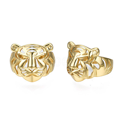 Brass Tiger Open Cuff Ring RJEW-N037-018-1