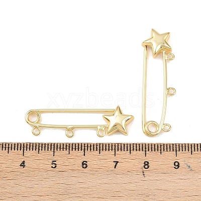 Star Brass Brooch Findings KK-Z132-01G-02-1