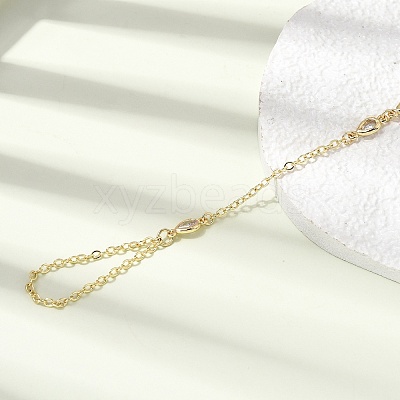 Brass Micro Pave Cubic Zirconia Mittens Bracelets BJEW-C156-01G-03-1