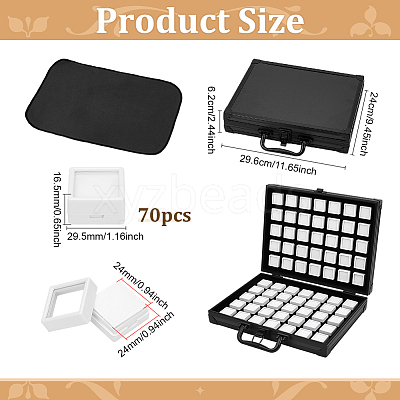 70-Slot Rectangle Aluminium Alloy Covered with Velvet Jewelry Organizer Handled Display Cases CON-WH0089-193B-1