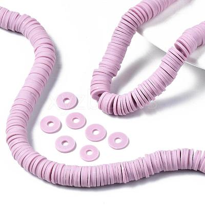 Flat Round Handmade Polymer Clay Beads CLAY-R067-10mm-26-1