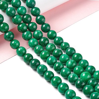 Natural White Jade Round Beads Strand G-E141-03A-1