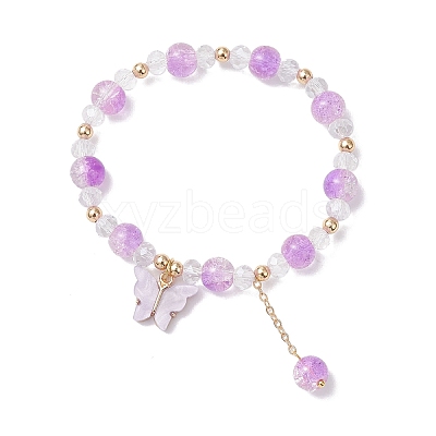 Alloy Acrylic Butterfly Charm Bracelets BJEW-JB12761-1