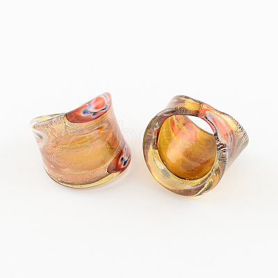 Handmade Gold Sand and Silver Foil Millefiori Lampwork Rings RJEW-Q150-M05-B-1