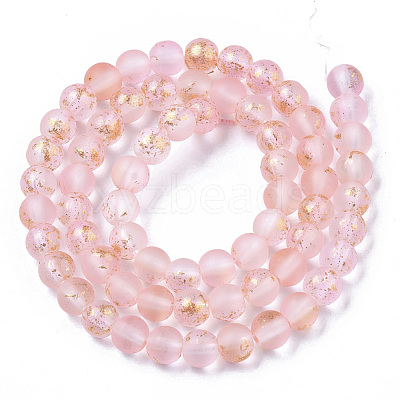 Frosted Spray Painted Glass Beads Strands GLAA-N035-03B-C06-1