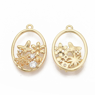 Brass Micro Pave Clear Cubic Zirconia Peg Bails Pendants KK-T051-03G-NF-1