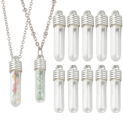12Pcs 2 Style Clear Glass Tube Wish Bottle Pendants FIND-PH0017-07-1