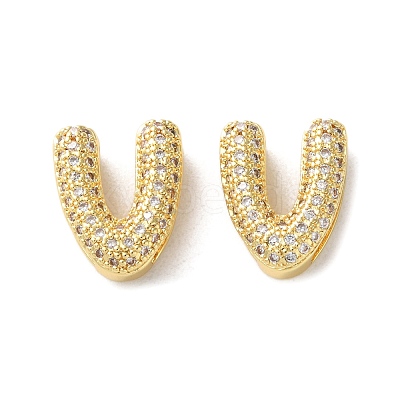 Rack Plating Brass Micro Pave Cubic Zirconia Slide Charms KK-C084-34G-V-1