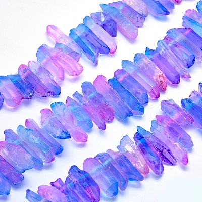 Electroplated Natural Quartz Crystal Beads Strands G-P368-06A-1