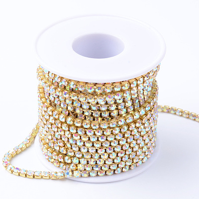 Brass Rhinestone Strass Chains CHC-T001-SS8-02C-1