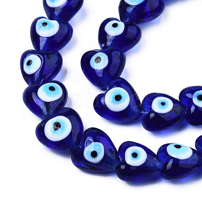 Handmade Evil Eye Lampwork Beads Strands LAMP-N029-010D-1