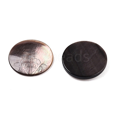 Natural Black Lip Shell Carved Cabochons SSHEL-T017-04B-1