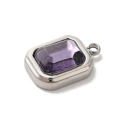 High Polished 304 Stainless Steel Glass Pendants STAS-L022-062P-03-1