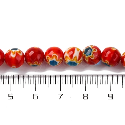 Handmade Millefiori Lampwork Beads Strands LAMP-G164-05A-1