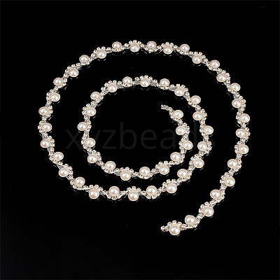 1 Yard Crystal Rhinestone Cup Chains with Plastic Pearl Beaded DIY-GA0005-72-1