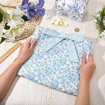 Flower Print Cloth Packing Pouches with Straps ABAG-WH20010-40A-1