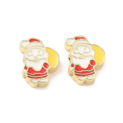 Christmas Brass Enamel Beads KK-I474-G10-1