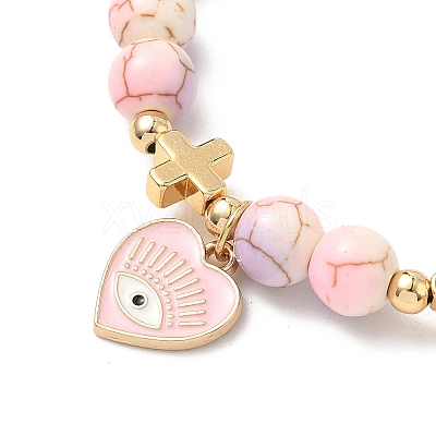 Heart with Eye Alloy Enamel Charm Bracelets BJEW-JB12287-01-1