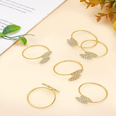 Double Leaves Alloy Crystal Rhinestone Napkin Rings AJEW-WH0609-175G-1