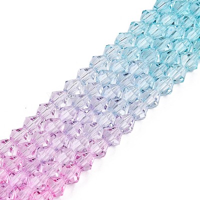 Gradient Color Baking Paint Glass Bead Strands DGLA-A039-T6mm-A05-1