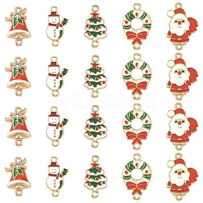 30Pcs 5 Styles Christmas Alloy Enamel Links FIND-FS0004-93-1
