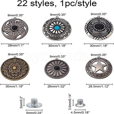 22 Sets Alloy Craft Solid Screw Rivet PALLOY-CA0002-22-1