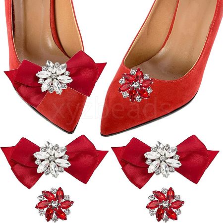  4Pcs 2 Style Glass Rhinestone Shoe Decorations FIND-NB0002-34B-1