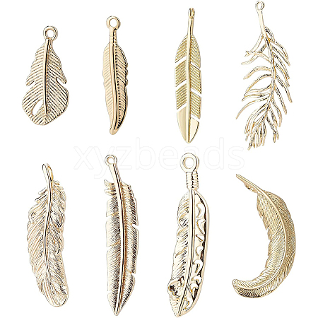 BENECREAT 16Pcs 8 Style Brass Pendants KK-BC0002-82-1