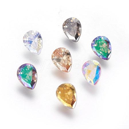 Electroplated Cubic Zirconia Pointed Back Cabochons ZIRC-I024-6x8-04-1