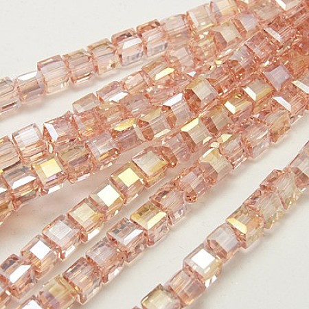 Electroplate Glass Beads Strands X-EGLA-D018-8x8mm-69-1