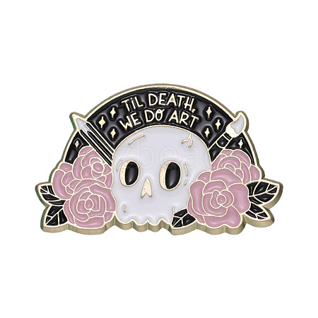 Halloween Floral Skull Enamel Pins ST1909315-1