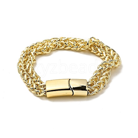 Men's Alloy Wheat Chains Double Layer Multi-strand Bracelet BJEW-A129-08G-1