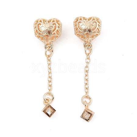 Rack Plating Brass Micro Pave Cubic Zirconia Pendants KK-F879-26G-1