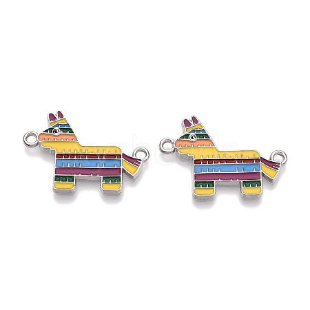 Rack Plating Alloy Enamel Colorful Mexican Donkey Connector Charms ENAM-N056-350P-1