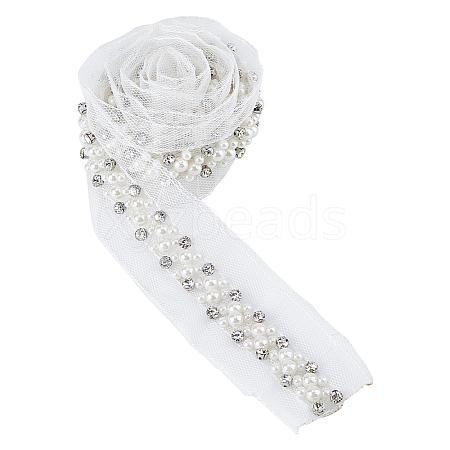 Resin with Rhinestone Gauze Ribbon OCOR-WH0078-140-1