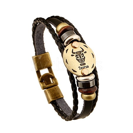 Braided Cowhide Cord Multi-Strand Bracelets PW-WG49322-06-1