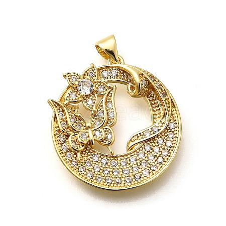 Rack Plating Brass Micro Pave Cubic Zirconia Pendants KK-L226-050G-03-1