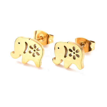 Ion Plating(IP) 304 Stainless Steel Stud Earrings EJEW-C001-04G-1