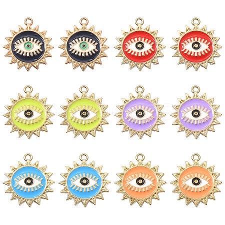 30Pcs 6 Colors Alloy Enamel Pendants ENAM-CJ0004-61-1