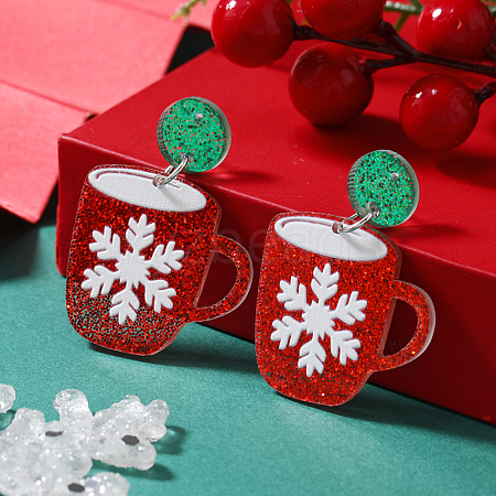 Festive Christmas Acrylic Stud Earrings for Holiday Season Celebration KD3160-7-1