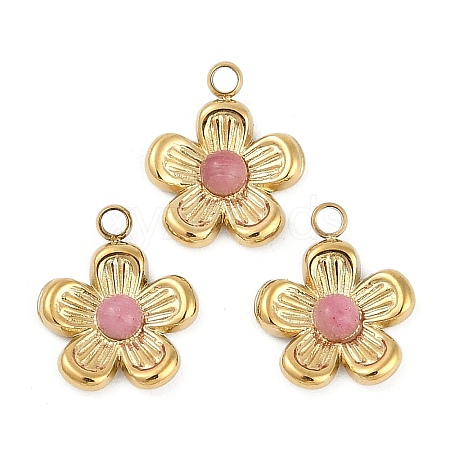 Natural Rhodonite Flower Charms STAS-I325-143G-04-1