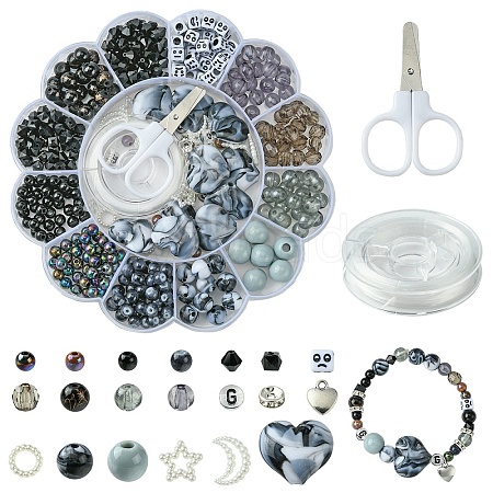 DIY Beaded Stretch Bracelet with Alloy Moon Charms Making Kits DIY-YW0008-87-1