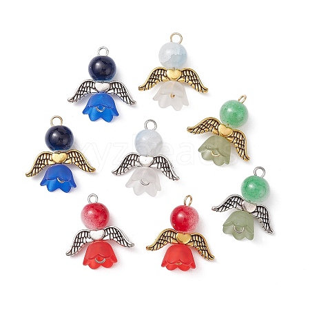 8Pcs 8 Color Glass Pendants PALLOY-JF02282-1