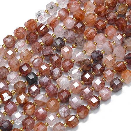 Natural Red Hematoid Quartz/Ferruginous Quartz Beads Strands G-K389-A29-01-1