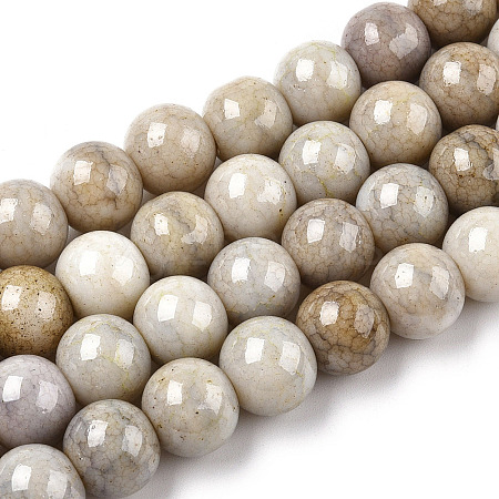 Opaque Crackle Glass Round Beads Strands GLAA-T031-10mm-01V-1